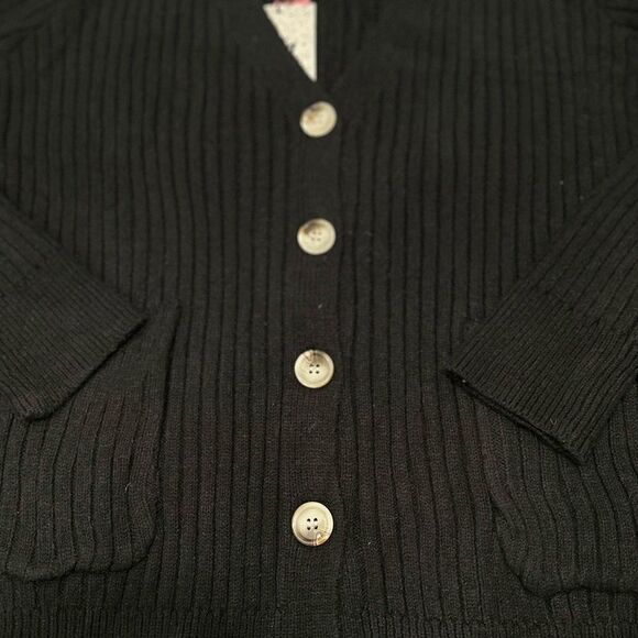 NWT Andrée by Unit Black Ribbed Cardigan Sweater - Picture 5 of 6
